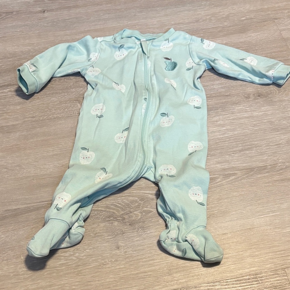 Pekkle Charming Light Blue‎ Kids Footie with Apple Design